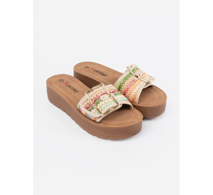 Luxusní vícebarevné dámské  nazouváky platforma