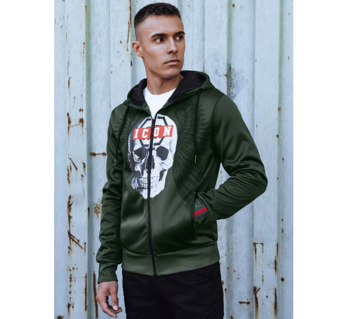 Pánská rozepínací mikina s kapucí zelená Dstreet model 21980038 - FashionStreet