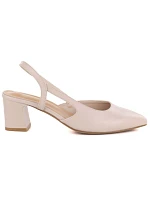 Béžové lodičky na jehlovém podpatku bez podpatku Sergio Leone SK472