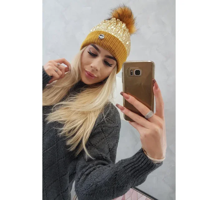 Čepice model 18743798 zlatá - K-Fashion Čepice model 18743798 zlatá - K-Fashion