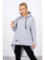 Zateplená mikina s dlouhými zády a kapucí šedá