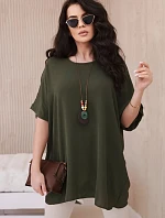 Oversized halenka s přívěskem khaki