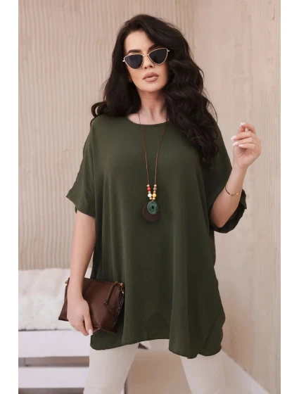 Oversized halenka s přívěskem khaki Oversized halenka s přívěskem khaki