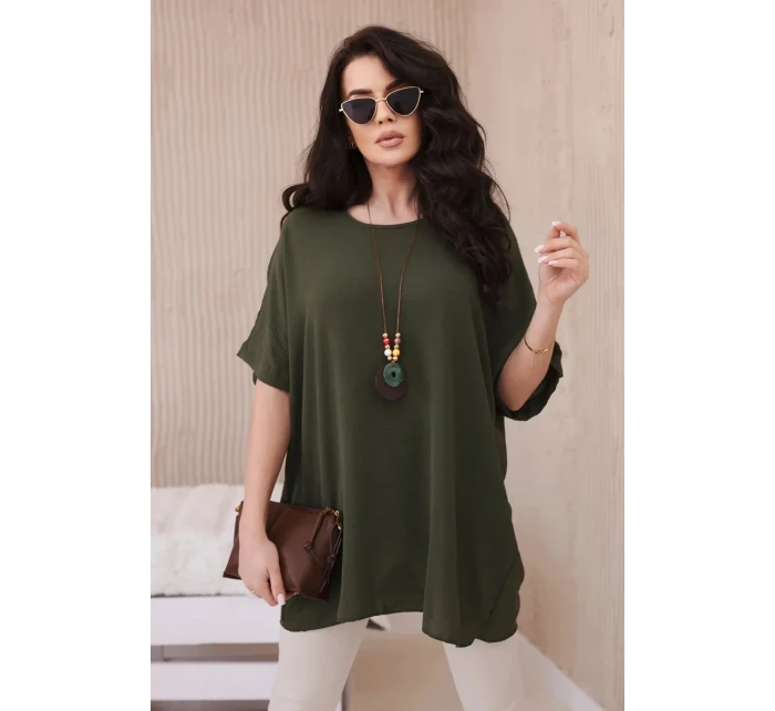 Oversized halenka s přívěskem khaki Oversized halenka s přívěskem khaki