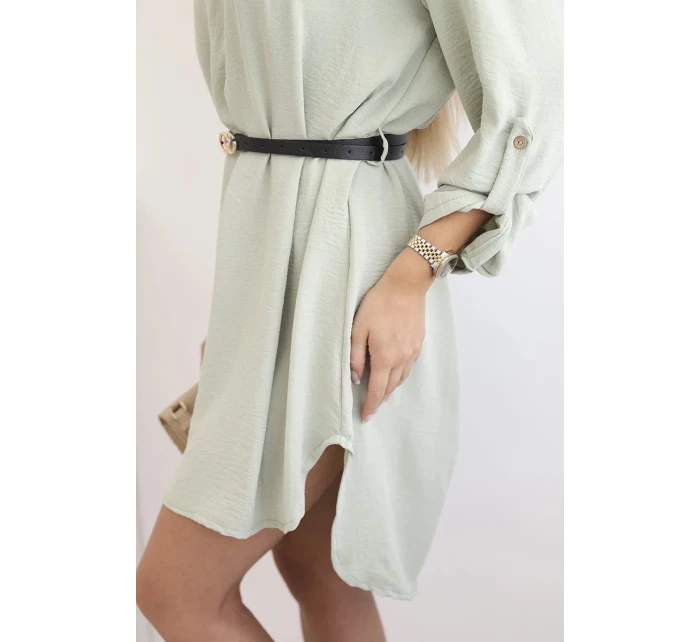 Šaty s delšími zády a pásem tmavá máta Šaty s delšími zády a pásem tmavá máta