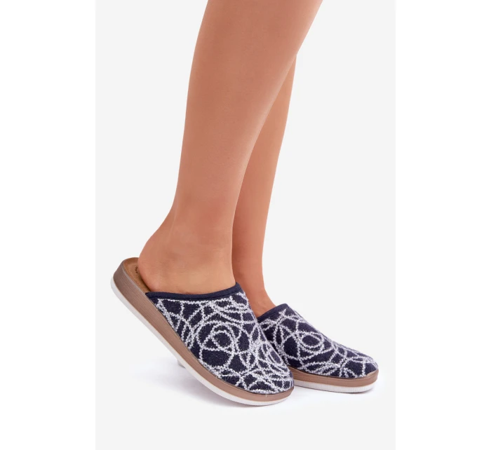 Lesklé dámské pantofle model 21681281 tmavě modré - Inblu