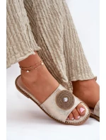 Dámské Pantofle Na Plochém Podpatku S Dekorací model 21696765 Zlaté - S.Barski