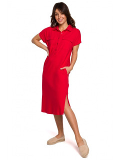 model 18003946 Safari šaty s kapsami s klopou červené - BeWear
