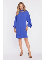 M908 Šaty s ozdobnými širokými rukávy - modré