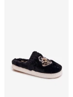 Dámské chlupaté papuče srdíčka – černé Amandra Dámské chlupaté papuče srdíčka – černé Amandra