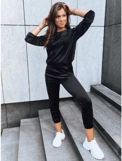 Dámské velurové tepláky VELVET HARMONY černé FashionStreet AY0879 Dámské velurové tepláky VELVET HARMONY černé FashionStreet AY0879