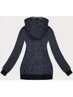 Tmavě modrá rozepínací dámská mikina se vzorem srdíček (2315) Tmavě modrá rozepínací dámská mikina se vzorem srdíček (2315)