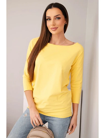 Dámská halenka s lodičkovým výstřihem žlutá