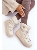 Dámské sněhule na platformě s vázáním béžové model 21641611 - Boto
