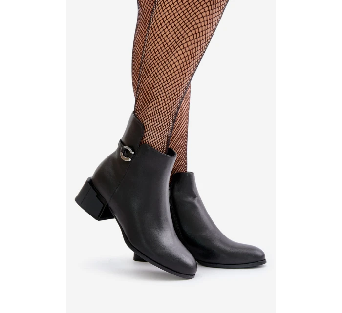 Zateplené dámské boty na podpatku se zipem černé Vinceza 66724