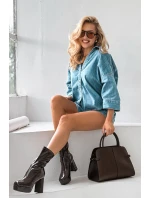 Lakované dámské kotníkové boty na platformě a sloupkovém podpatku čokoládové model 21711487 - Boto Lakované dámské kotníkové boty na platformě a sloupkovém podpatku čokoládové model 21711487 - Boto