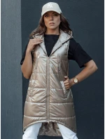 Dámská prošívaná vesta s kapucí dlouhá camel Dstreet model 21979320 - FashionStreet