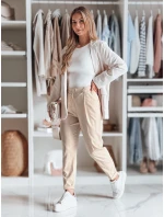 Ležérní dámské plisované kalhoty s páskem PLISSO beige FashionStreet UY2516 Ležérní dámské plisované kalhoty s páskem PLISSO beige FashionStreet UY2516