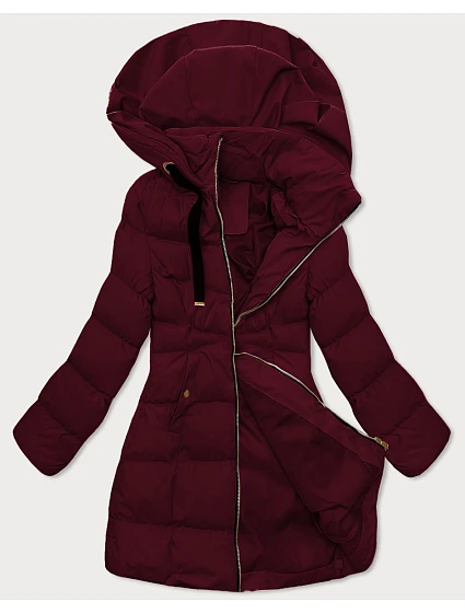 Dámská bunda s kapucí J Style bordó (5M3231-1)