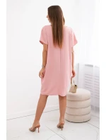 Šaty s kapsami a přívěskem tmavě pudrově růžová Šaty s kapsami a přívěskem tmavě pudrově růžová