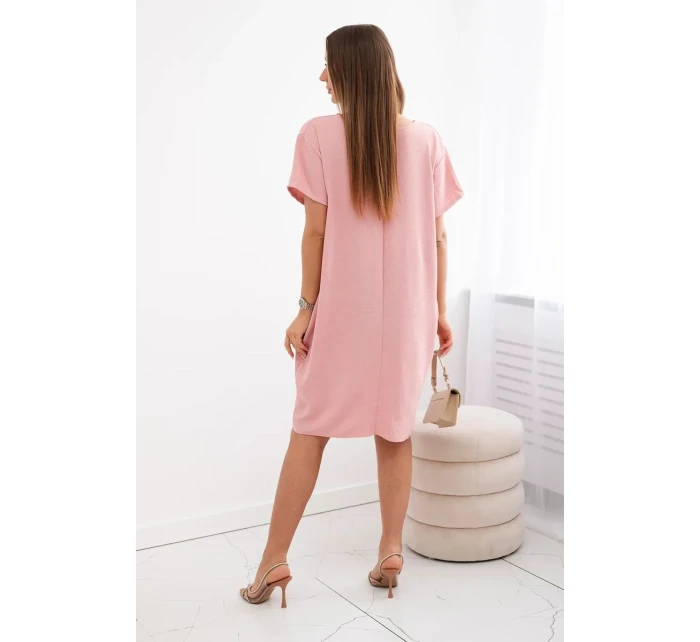 Šaty s kapsami a přívěskem tmavě pudrově růžová Šaty s kapsami a přívěskem tmavě pudrově růžová