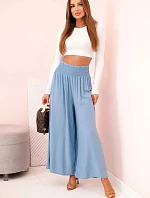 Dámské kalhoty z viskózy s elastickým pasem z denimu