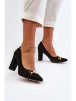 Černé Zamszové Lodičky Na Podpatku S model 21652567 - Zazoo Černé Zamszové Lodičky Na Podpatku S model 21652567 - Zazoo