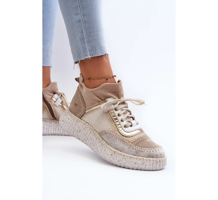 Dámské semišové polobotky model 21657272 Beige - Maciejka