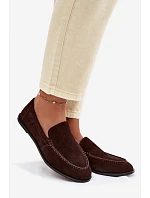 Dámské mokasiny z pravé semišové kůže Big Star TT274208 Čokoládové Dámské mokasiny z pravé semišové kůže Big Star TT274208 Čokoládové