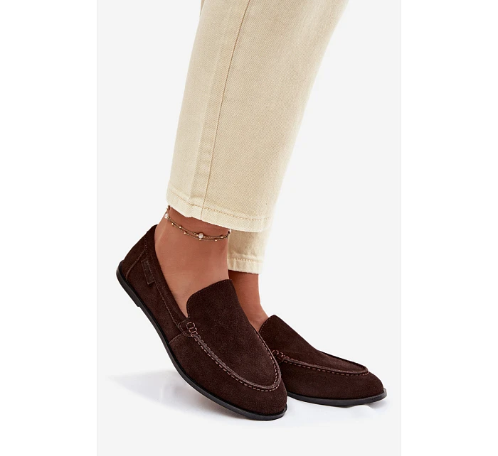 Dámské mokasiny z pravé semišové kůže Big Star TT274208 Čokoládové Dámské mokasiny z pravé semišové kůže Big Star TT274208 Čokoládové