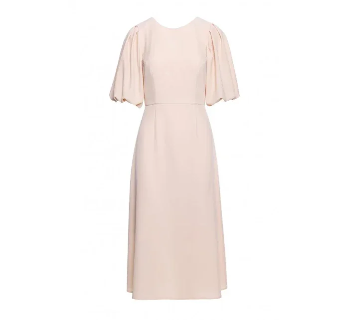 S400 Šaty s puff rukávy - krémové S400 Šaty s puff rukávy - krémové