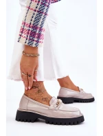 Lakované mokasíny na platformě Světle šedé Ronin