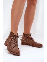 Dámské nízké kotníkové botky s perforovaným vzorem – hnědé S.Barski Dámské nízké kotníkové botky s perforovaným vzorem – hnědé S.Barski
