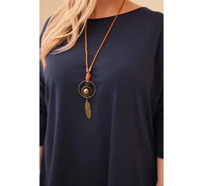 Dámská bavlněná blůza Plus Size asymetrická s náhrdelníkem granátová