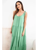 Dámské viskózové šaty na model 22141214 ramínkách zelená - K-Fashion