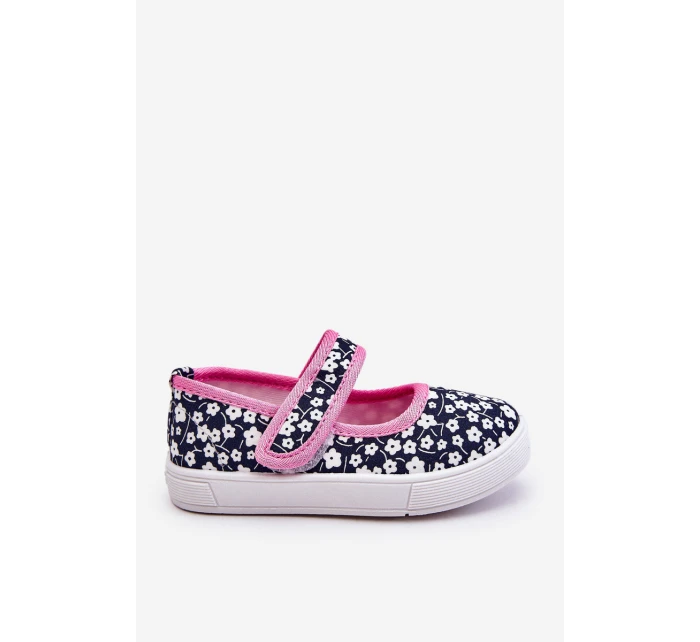 Dětské balerínky na suchý zip v potisku námořnické modré a růžové Selah Dětské balerínky na suchý zip v potisku námořnické modré a růžové Selah