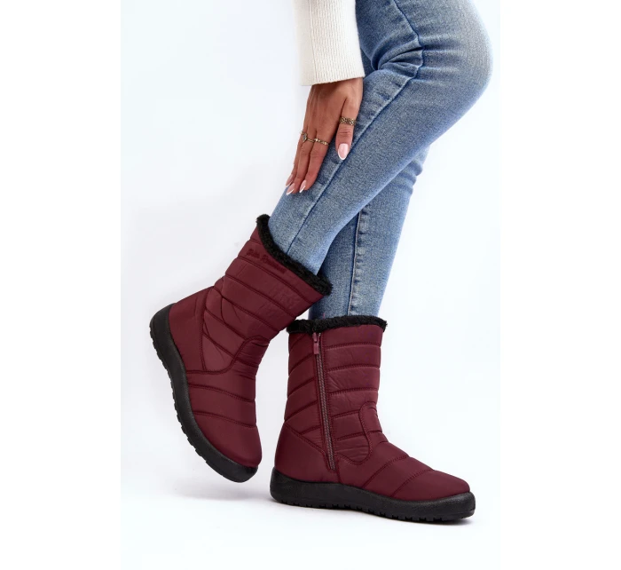 Vysoké Dámské Ocákané Sněžáky Bordové Luxina Vysoké Dámské Ocákané Sněžáky Bordové Luxina