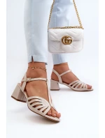 dámské sandály na podpatku  Béžové model 21659197 - SERGIO LEONE