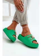 Dámské lehké pěnové žabky s ozdobami zelené model 21665943 - Boto Dámské lehké pěnové žabky s ozdobami zelené model 21665943 - Boto