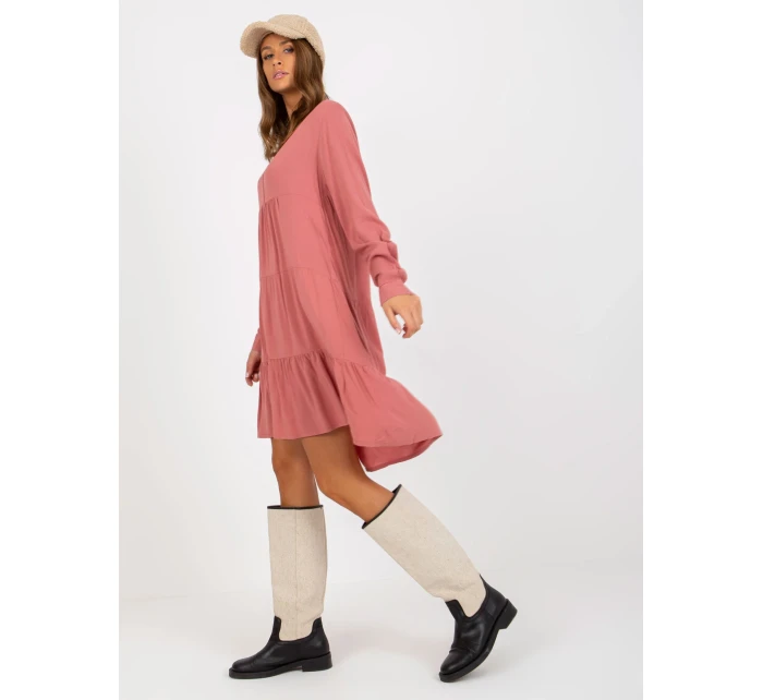 Šaty D73761M30361A tmavě růžové