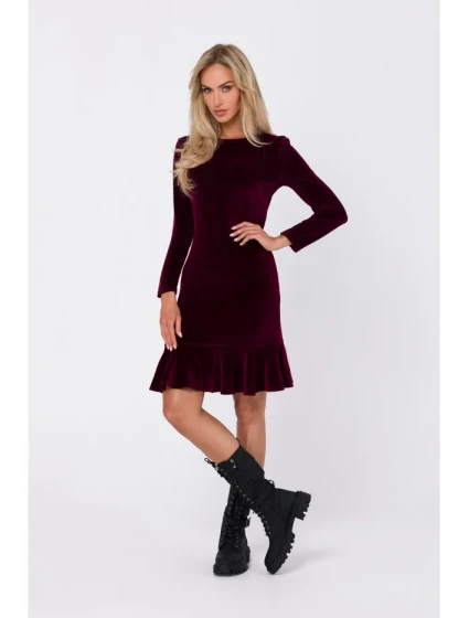 Šaty s spodním lemem bordó model 21874818 - Moe
