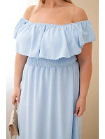 Dámské šaty Plus Size s volánem a elastickým pasem modré