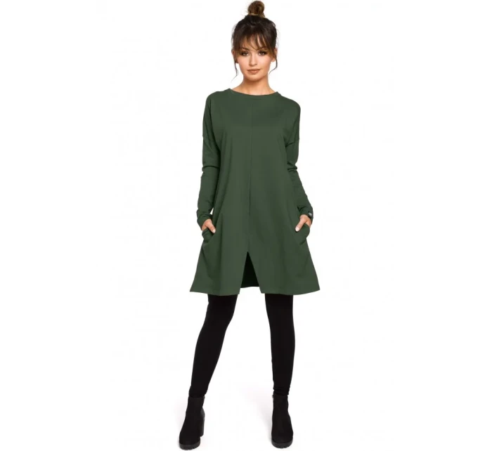 B042 Tunika s předním rozparkem - černá