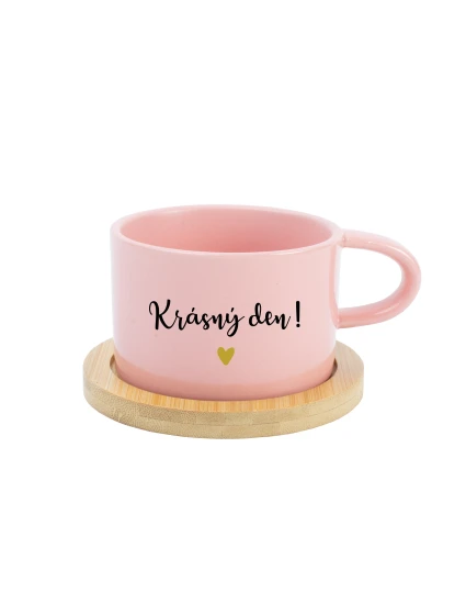 KRÁSNÝ DEN! - růžový hrníček makronka 200 ml