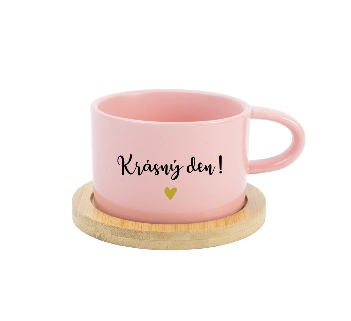 KRÁSNÝ DEN! - růžový hrníček makronka 200 ml