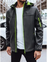 Pánská softshellová bunda s kapucí tmavě šedá FashionStreet TX4472