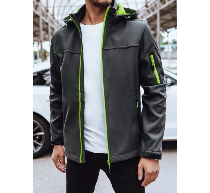 Pánská softshellová bunda s kapucí tmavě šedá FashionStreet TX4472