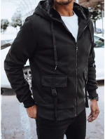 Pánská zateplená mikina na zip černá model 21970387 - Dstreet Pánská zateplená mikina na zip černá model 21970387 - Dstreet