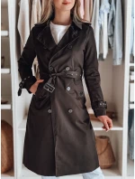 Dámský dlouhý kabát s páskem SLIMFOTA černý FashionStreet NY0747