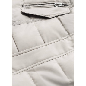 Světle béžová asymetrická dámská zimní bunda (M-21301)